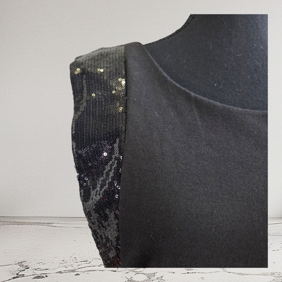 Lady Dutch Chic Black Sequin Mini Dress Size L - Picture 3 of 5